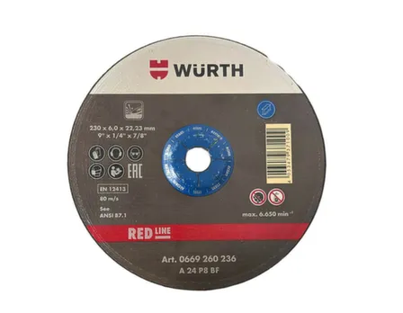 Купить Круг шлифовальный по металлу 230x6 мм, Wurth в интернет-магазине Akvilon.kz