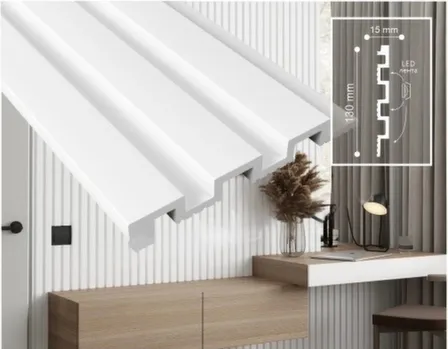 Купить Панель 3D стеновая из полимера 130x15x3000мм, белая, Solid в интернет-магазине Akvilon.kz