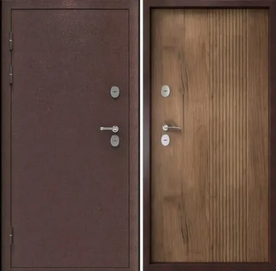 Купить Дверь металлическая Медверь 3 Антик медь / Дуб крафт табачный Левое 2050x960 в интернет-магазине Akvilon.kz