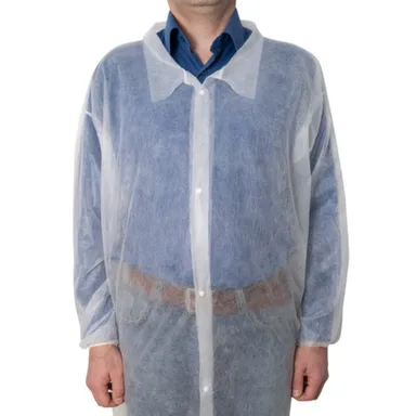 Купить Халат защитный, спанбонд 150x110см, белый на кнопках Стандарт (рукава на резинках) р 60-62, A.D.M в интернет-магазине Akvilon.kz