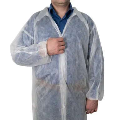 Купить Халат защитный, спанбонд 150x110см, белый на липучках Стандарт (рукава на резинках) р 60-62, A.D.M в интернет-магазине Akvilon.kz Купить Халат защитный, спанбонд 150x110см, белый на липучках Стандарт (рукава на резинках) р 60-62, A.D.M в интернет-магазине Akvilon.kz