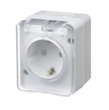 Купить Белый розетка 1- мест. 16А з/к з/ш Atlas IP54 в интернет-магазине Akvilon.kz