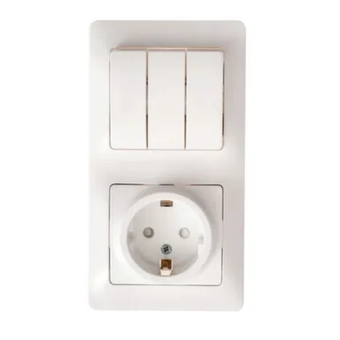 Купить Блок выключателя с розеткой, трехклавишный, скрытой установки, Schneider Electric в интернет-магазине Akvilon.kz