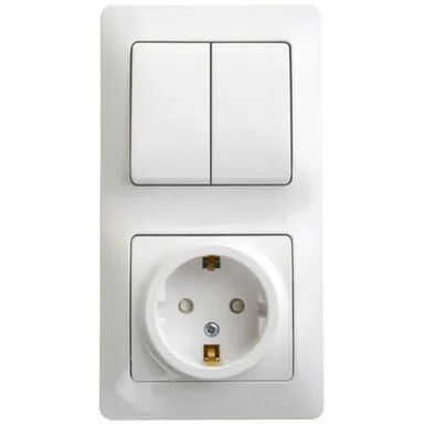 Купить Блок выключателя с розеткой, двухклавишный, скрытой установки, Bylectrica в интернет-магазине Akvilon.kz