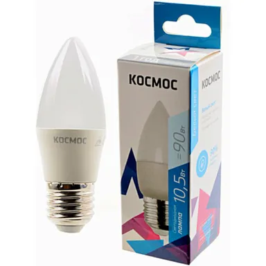 Купить Лампа светодиодная E27-C37-4500K-10,5-230, Космос в интернет-магазине Akvilon.kz