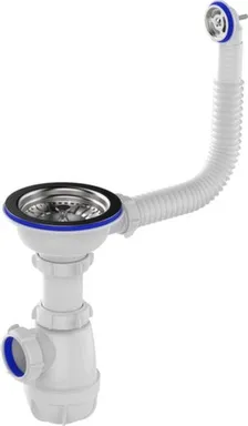 Купить Сифон для мойки 3 1/2" х 40 мм, гибкая труба, металлическая решетка, 40x40/50 мм, Aquant в интернет-магазине Akvilon.kz