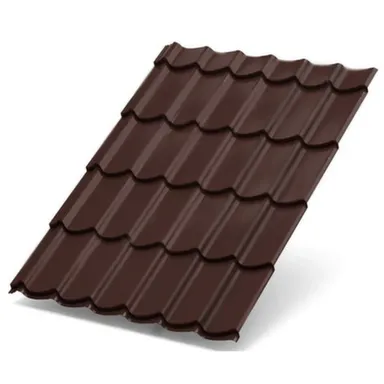 Купить Металлочерепица матовая 0,45мм (коричневый) 3,3x1,19 /3,927м2 МЕТАЛЛПРОФИЛЬ 1,19x3,30 в интернет-магазине Akvilon.kz