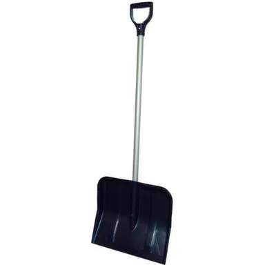 Купить Лопата снеговая пластиковая с алюминиевой планкой с деревянным черенком и V-ручкой 460 мм, Сибин в интернет-магазине Akvilon.kz