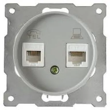 Купить Розетка 2-местная комп-телефон OneKeyElektro Серый в интернет-магазине Akvilon.kz