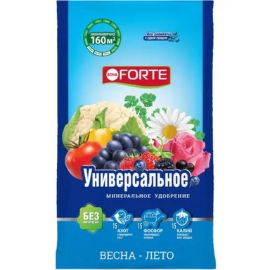 Удобрение комплексное с микроэлементами Универсальное весна-лето, пакет 1 кг, Bona Forte в интернет-магазине Akvilon.kz