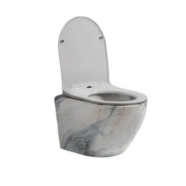 Купить Унитаз подвесной Elegante с сиденьем, белый мрамор, Vilonty в интернет-магазине Akvilon.kz