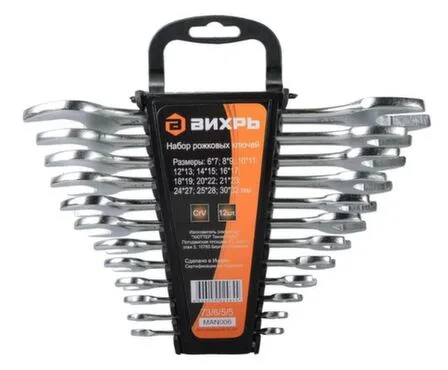Купить Набор рожковых гаечных ключей 6-32 мм 12 шт, Вихрь в интернет-магазине Akvilon.kz