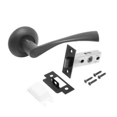 Купить Комплект ручек с защелкой ОСКАР, Аллюр Черный матовый в интернет-магазине Akvilon.kz