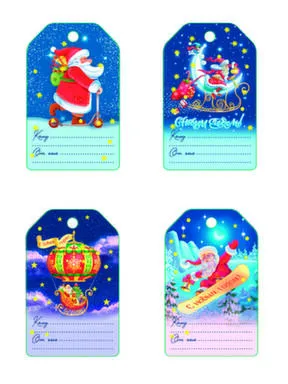 Купить Набор новогодних бирок-открыток Веселый праздник, с напечатанным рисунком, крепятся на шнурке, 4шт из картона, Magic Pack в интернет-магазине Akvilon.kz