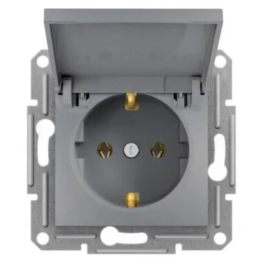 Купить Сталь розетка 1- мест.с крышкой16А з/к Asfora в интернет-магазине Akvilon.kz