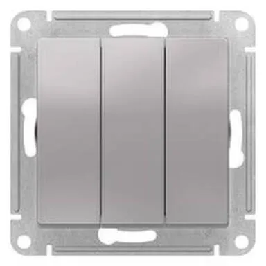 Купить Выключатель трехклавишный,серия AtlasDesign алюминий в интернет-магазине Akvilon.kz