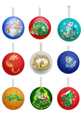 Купить Новогоднее подвесное елочное украшение - Шар Символ Года с новогодним пожеланием внутри, Magic Time в интернет-магазине Akvilon.kz