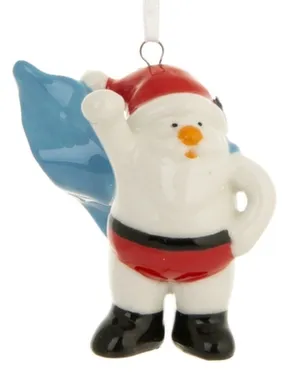 Купить Новогоднее подвесное украшение Дед Мороз Супермен из доломитовой керамики 6x3x7,7см, Magic Time в интернет-магазине Akvilon.kz