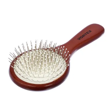 Купить Расческа деревянная, массажная круглая 19,5x9,5x3,5см, с металлическими зубчиками, VORTEX в интернет-магазине Akvilon.kz