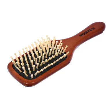 Купить Расческа деревянная, массажная прямоугольная 20x6x3,5см, с деревянными зубчиками, VORTEX в интернет-магазине Akvilon.kz