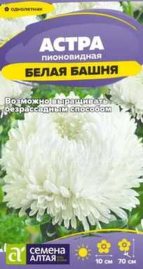 Купить Цветы Астра Белая Башня 0,2 гр, Семена Алтая в интернет-магазине Akvilon.kz