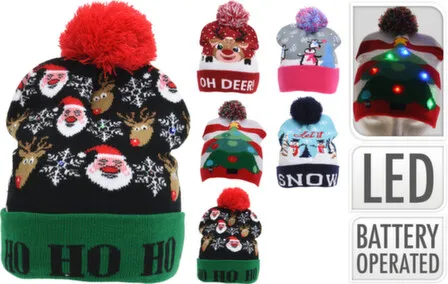 Купить Шапка новогодняя с помпоном и подсветкой, разм. 21x29см, Koopman в интернет-магазине Akvilon.kz