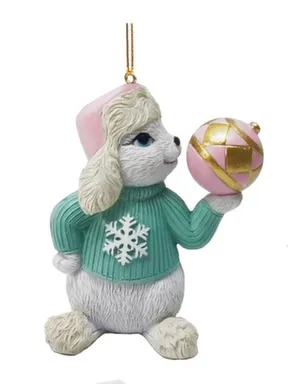 Купить Новогоднее подвесное украшение Заяц в свитере из полирезины 4,3x6,3x7,3см, Magic Time в интернет-магазине Akvilon.kz