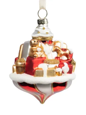 Купить Новогоднее подвесное украшение Подарки из стекла 7x7x9см, Magic Time в интернет-магазине Akvilon.kz