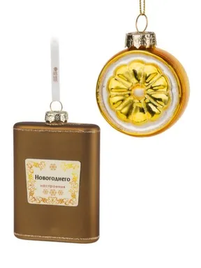 Купить Новогоднее подвесное украшение из стекла Новогоднее настроение, набор из 2 штук 3,1x15x13,8см, Magic Time в интернет-магазине Akvilon.kz