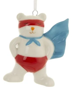 Купить Новогоднее подвесное украшение Медведь супермен из доломитовой керамики 6,5x3,5x8,2см, Magic Time в интернет-магазине Akvilon.kz