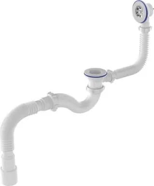 Купить Сифон для ванны с пластиковым выпуском и переливом 1 1/2" с гибкой трубой 40x40/50мм, Aquant в интернет-магазине Akvilon.kz