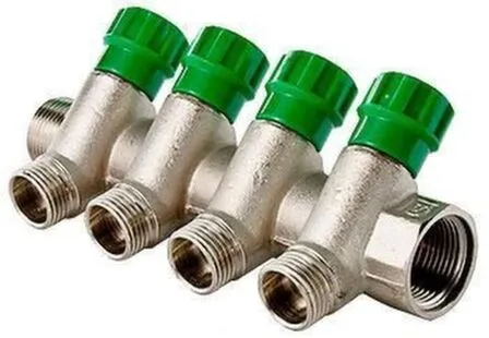 Купить Коллектор с регулировочными вентилями Valteс 1x1/2" наруж резьба 4 в интернет-магазине Akvilon.kz