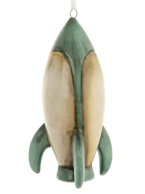 Купить Новогоднее подвесное украшение Ракета бирюзовая из доломитовой керамики 5x5x11см, Magic Time в интернет-магазине Akvilon.kz