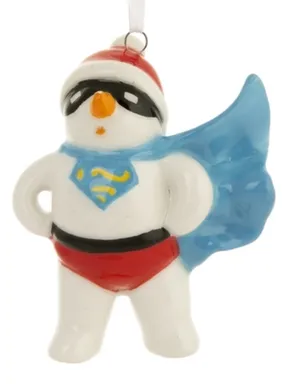 Купить Новогоднее подвесное украшение Снеговик супермен из доломитовой керамики 6,5x3,5x8,2см, Magic Time в интернет-магазине Akvilon.kz