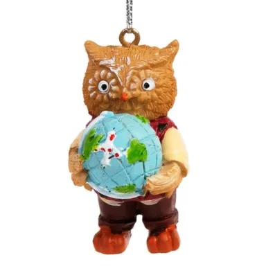 Купить Новогоднее подвесное украшение Сова с глобусом из полирезины 3x3x5,5см, Magic Time в интернет-магазине Akvilon.kz