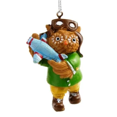 Купить Новогоднее подвесное украшение Сова с самолетиком из полирезины 3x3x5,5см, Magic Time в интернет-магазине Akvilon.kz