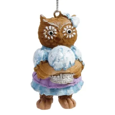 Купить Новогоднее подвесное украшение Сова со стеклянным шаром из полирезины 3x3x5,5см, Magic Time в интернет-магазине Akvilon.kz