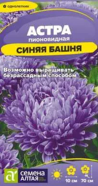 Купить Цветы Астра Синяя башня пионовидная 0,2 гр, Семена Алтая в интернет-магазине Akvilon.kz