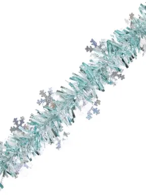 Купить Новогодняя мишура Бирюзовая с снежинками из полиэтилена 200x10см, Magic Time в интернет-магазине Akvilon.kz