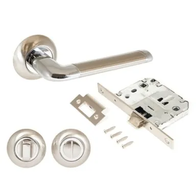 Купить Комплект ручек с защ. и фикс. ПОЛО мат.никель/хром Аллюр в интернет-магазине Akvilon.kz