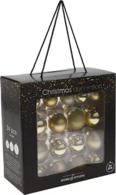 Купить Елочное украшение Шар, золото, набор 34 предмета, в ассортименте, Koopman в интернет-магазине Akvilon.kz