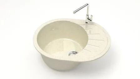 Купить Мойка кварцевая глянцевая Тейлор без сифона и отверстия под смеситель, BERGG lab Бежевый в интернет-магазине Akvilon.kz