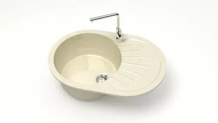 Купить Мойка кварцевая глянцевая Клоуд без сифона и отверстия под смеситель, BERGG lab Бежевый в интернет-магазине Akvilon.kz