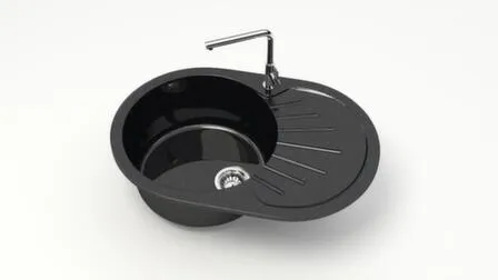 Купить Мойка кварцевая глянцевая Клоуд без сифона и отверстия под смеситель, BERGG lab Черный в интернет-магазине Akvilon.kz