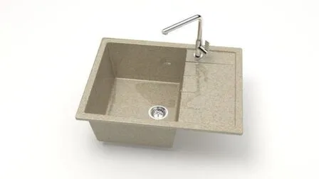 Купить Мойка кварцевая глянцевая Катрин без сифона и отверстия под смеситель, BERGG lab Песочный в интернет-магазине Akvilon.kz