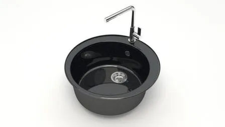 Купить Мойка кварцевая глянцевая Браун без сифона, BERGG lab Черный в интернет-магазине Akvilon.kz