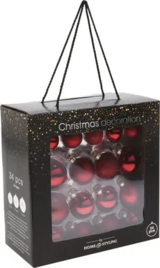 Купить Елочное украшение Шар, красный, набор 34 предмета, в ассортименте, Koopman в интернет-магазине Akvilon.kz