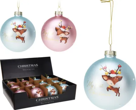 Купить Елочное украшение Шар, D 8 см, стекло, в ассортименте, Koopman в интернет-магазине Akvilon.kz