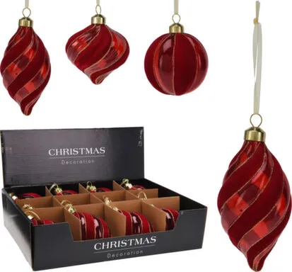 Купить Елочное украшение Шар/луковка/капелька, красный, стекло, в ассортименте, Koopman в интернет-магазине Akvilon.kz
