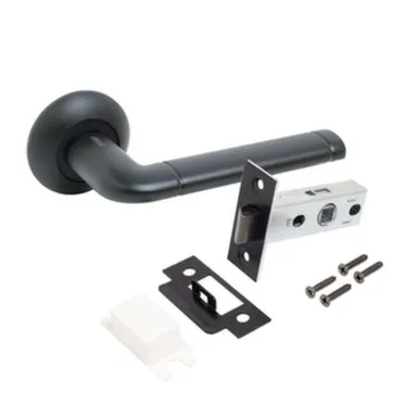 Купить Комплект ручек с защелкой ПОЛО мат.черный Аллюр в интернет-магазине Akvilon.kz